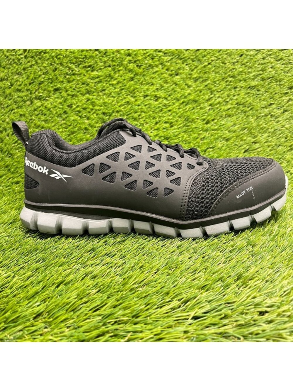 Reebok Sublite Cushion Mens Size 8.5E Black Gray Alloy Toe Safety Work Shoes